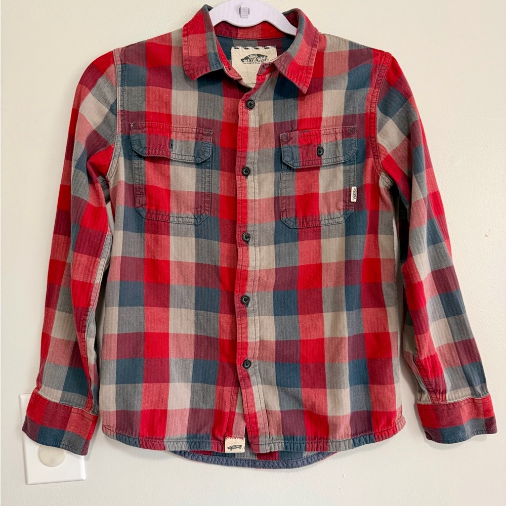 Vans Kids Plaid flannel- Red, Blue, and Gray
